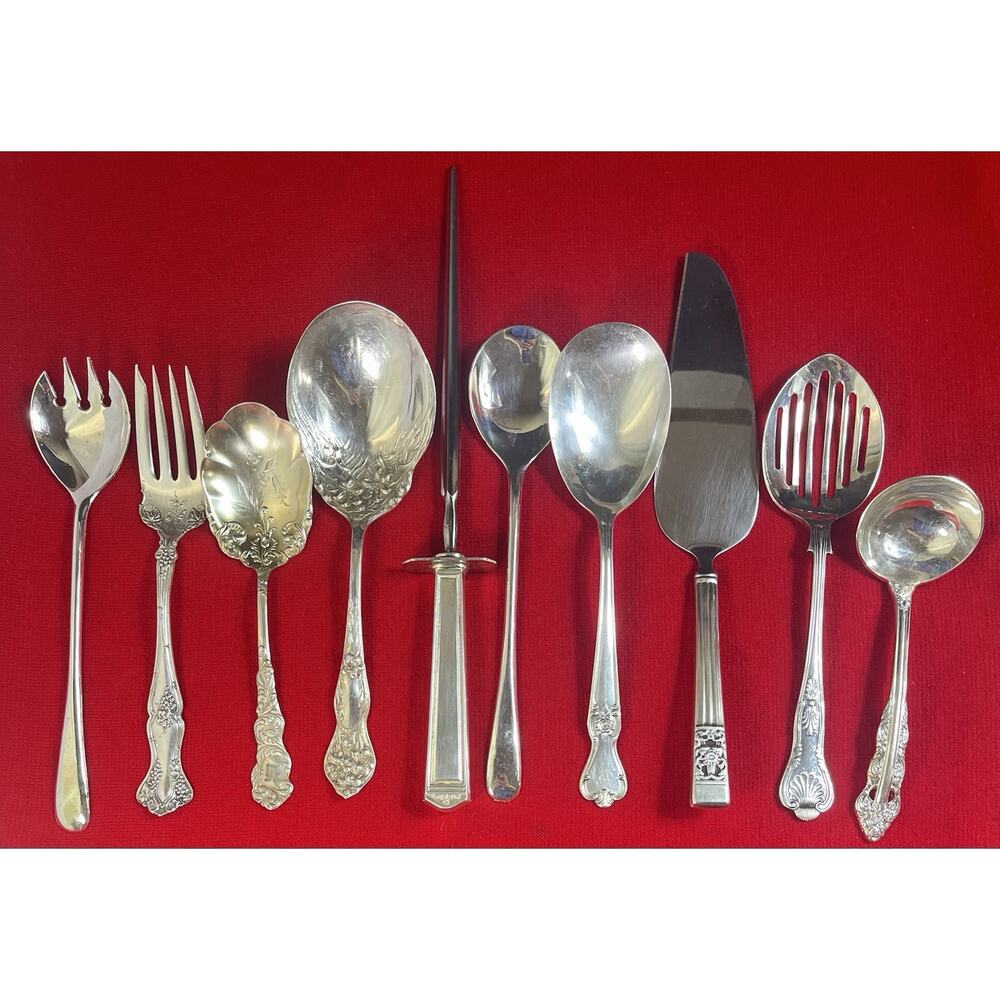 Lot Of 10 Silverplate Serving Utensils Great Brands & Patterns